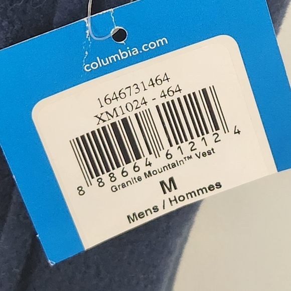NWT Columbia Granite Mountain Fleece Vest Men’s Medium Blue XM1024 Sleeveless - Picture 11 of 11